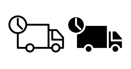 Delivery delay Icons vectors. black solid and liner versions