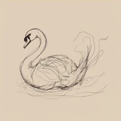 Fototapeta premium Hand drawn of swan drawing sketch cartoon