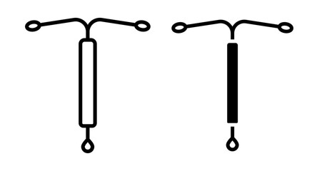 Intrauterine device Icons vectors. black solid and liner versions