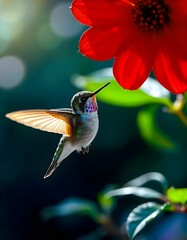 Fototapeta premium hummingbird feeding on flower