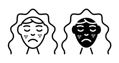 Skin acne Icons vectors. black solid and liner versions