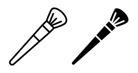 Makeup brush Icons vectors. black solid and liner versions