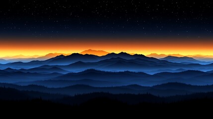 Majestic Mountain Silhouette Underneath Starlit Sky