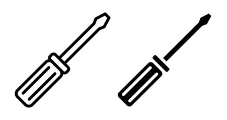 Screwdriver icons in black and blue set