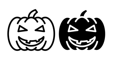 Pumpkin icons in black and blue set
