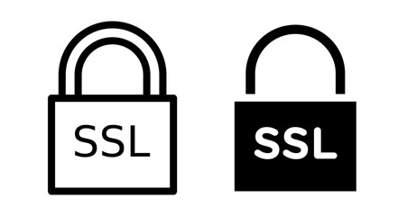SSL Icons vectors. black solid and liner versions