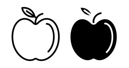 Apple icons set in black filled and stroke line style
