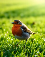 robin on the grass
