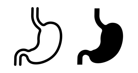 Stomach Icons vectors. black solid and liner versions