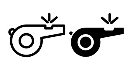 Whistle Icons vectors. black solid and liner versions