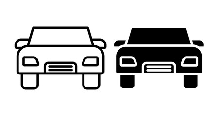 Car front view Icons vectors. black solid and liner versions