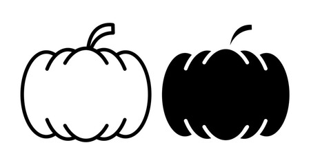 Pumpkin icons in black and blue set