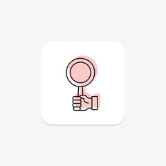 Obraz premium Handheld Magnifier color shadow thinline icon, vector, pixel perfect, illustrator file