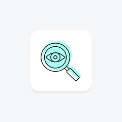 Eye Magnifying Glass color shadow thinline icon, vector, pixel perfect, illustrator file