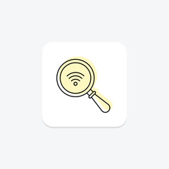 Magnifier Wi-Fi Signal color shadow thinline icon, vector, pixel perfect, illustrator file