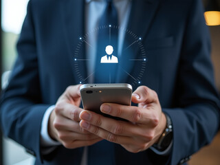 A Businessman Uses His Smartphone While Being Warned About Potential Cyber Threats Such As Viruses And Spyware Through A Notification On His Screen. 00002