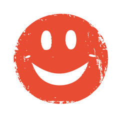 Fototapeta premium Happy Grunge Smiley Face Icon. Vector Image