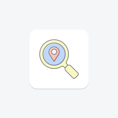 Search Location lineal color icon, vector, pixel perfect, illustrator file