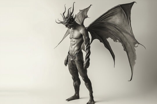 Dramatic fantasy creature unveiled artistic studio digital artwork dark environment side view mythical concept for creative inspiration