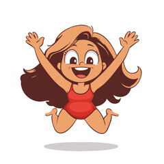 Obraz premium Joyful Girl Jumping in Swimsuit. Vector Image