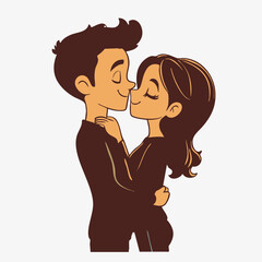 Obraz premium Romantic Couple Embracing Tenderly. Vector Image