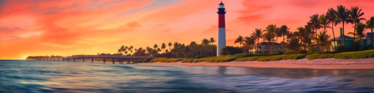Sunset at Jupiter Lighthouse - Majestic Landmark overlooking Atlantic Ocean & North Coastline