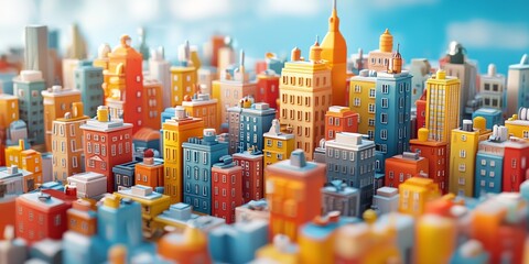 Obraz premium colorful cartoon city in 3d 