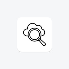 Cloud Search line icon, vector, pixel perfect, illustrator file