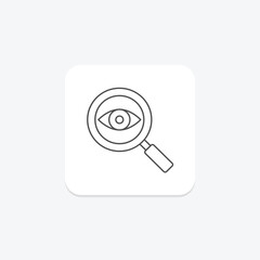 Eye Magnifying Glass thinline icon, vector, pixel perfect, illustrator file