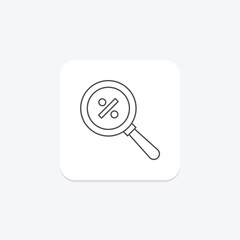 Discount Search thinline icon, vector, pixel perfect, illustrator file