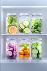 Innovative pantry designed for optimal food preservation featuring vibrant, fresh produce displayed in jars