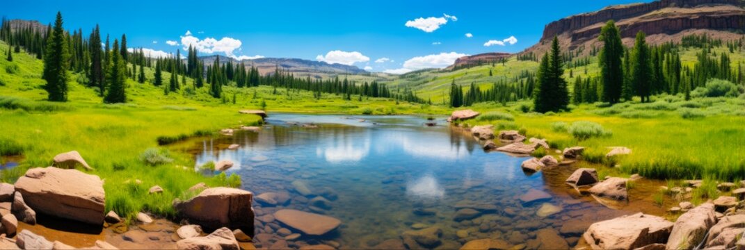 Utah's Majestic Uinta Mountains: Scenic Landscape of National Forest, Freshwater Lake and High Altitude Hiking Trail