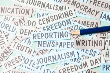 World press freedom day, censorship, free speech and journalism, censored media, discrimination of...
