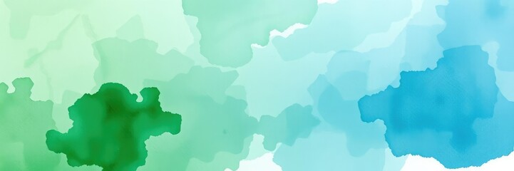 Obraz premium Abstract artistic green and blue watercolor background with flowing brush strokes, design, colorful, texture