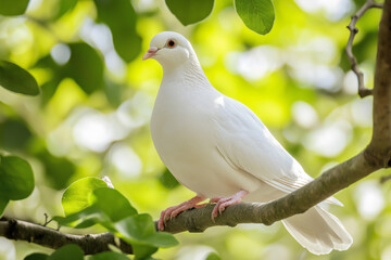 Obraz premium white dove on branch