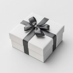 Square Gift Box with Shiny Satin Ribbon 3D Render