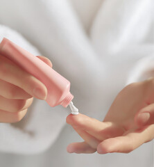 Applying a moisturizing and nourishing cream for effective hand, face and body care