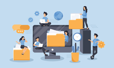 Electronic file organization service, Vector illustration for web banner, infographics, mobile