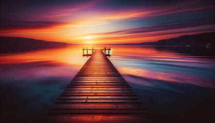 Fototapeta premium Peaceful Evening at a Lakeside Pier