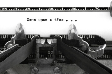 Vintage Old Typewriter Keys and Characters Once Upon a Time Story Beginning