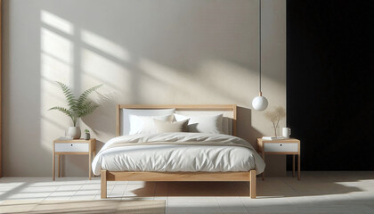 Minimalist Bedroom with Natural Light and Plants