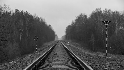 Fototapeta premium Railway track, a rail road for the transportation of passengers and goods