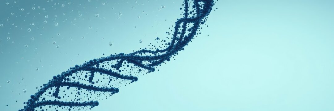 A stylized illustration of a helical structure comprised of numerous floating particles, suspended in a void that creates an otherworldly atmosphere, particle physics, abstract art, nebula