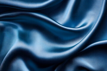 Obraz premium Luxurious Blue Satin Fabric with Elegant Folds and Rich Silky Texture : Generative AI