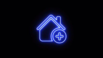 House or home icon with a plus sign, symbolizing adding or creating a new home or property.