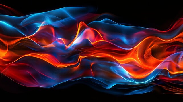 Fiery red and blue abstract light trails, dynamic and energetic, futuristic technology, glowing digital waves, intense and bold design - Powered by Adobe