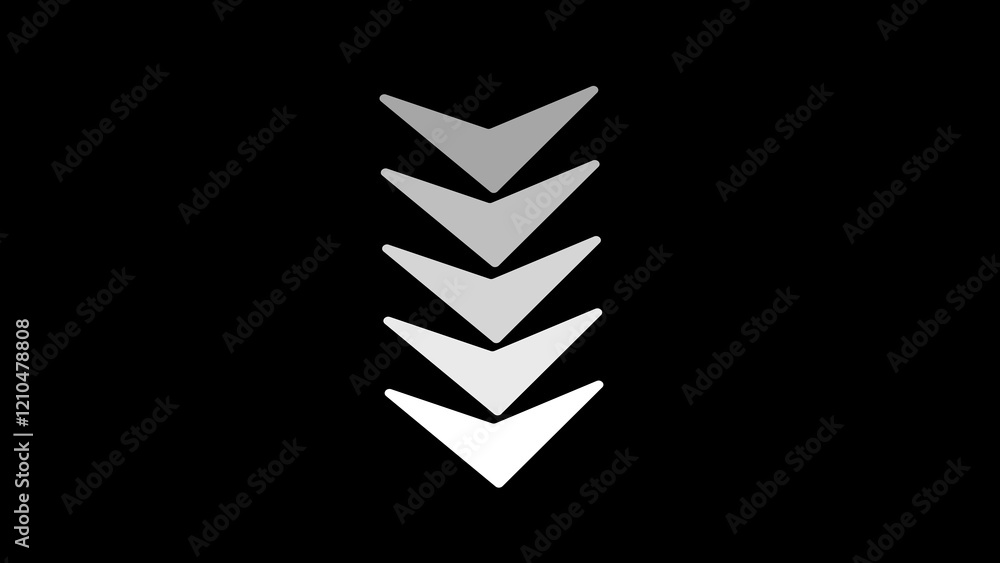 Poster looping directional arrows with blinking effect for video overlays, guiding navigation with clear di