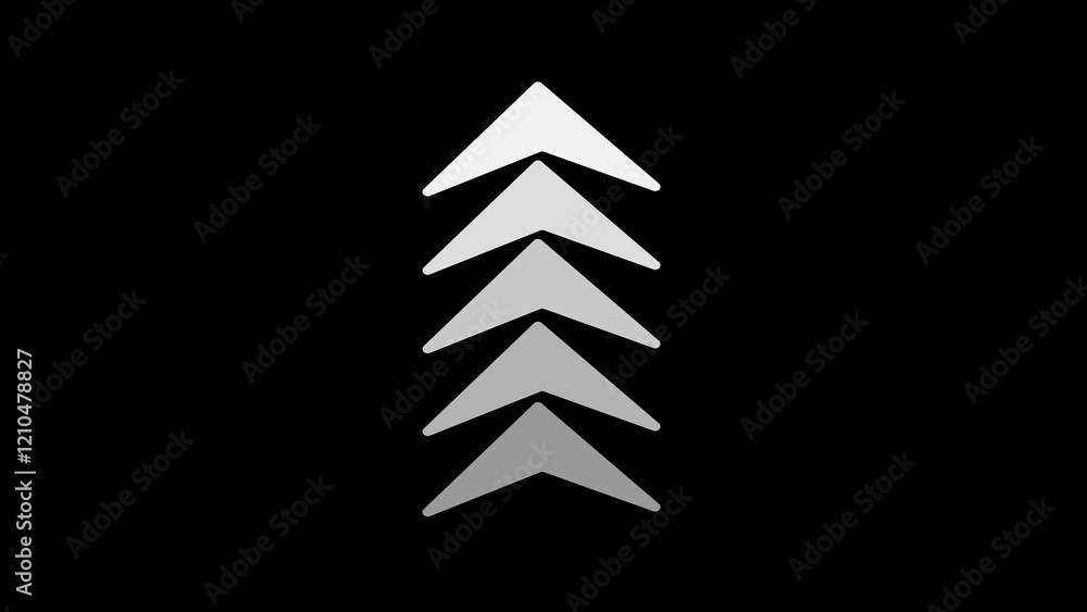 Poster looping directional arrows with blinking effect for video overlays, guiding navigation with clear di