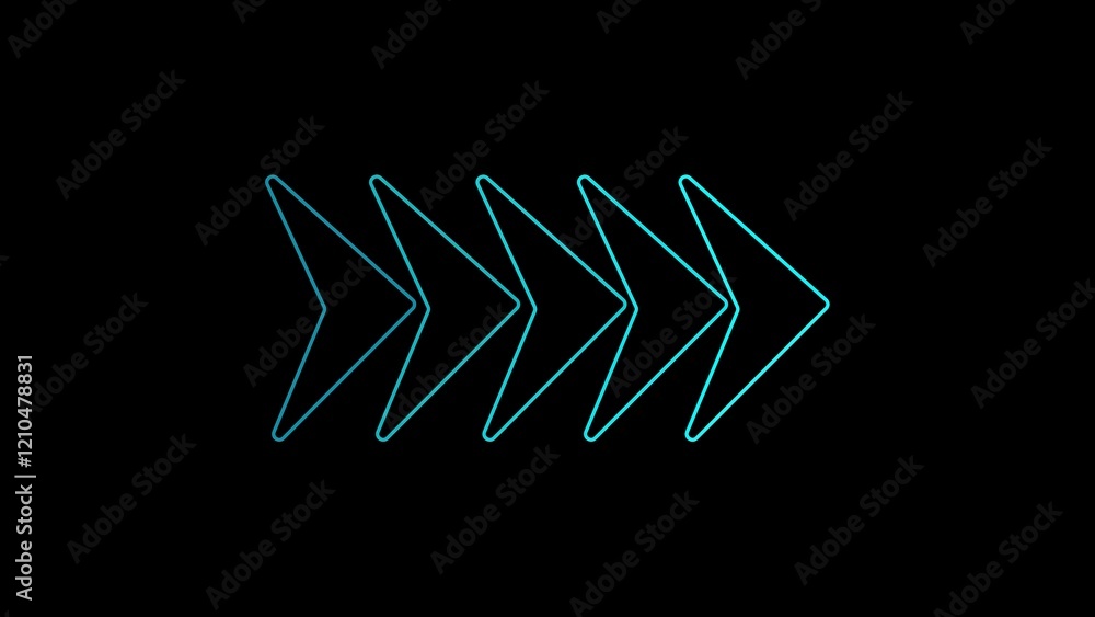 Poster abstract loop arrow loading bar illustration on black background with directional arrows swiping rig