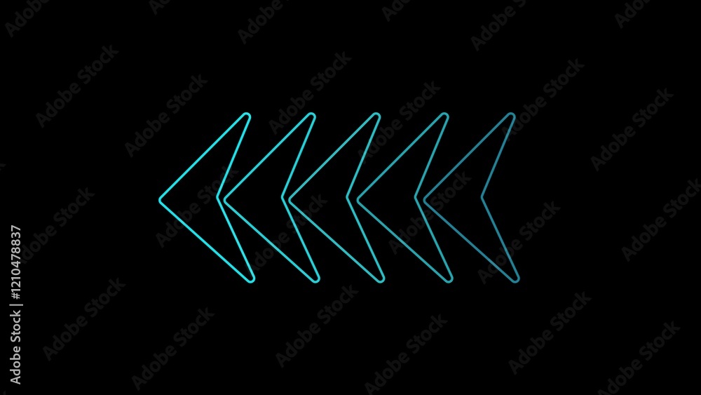 Poster abstract loop arrow loading bar illustration on black background with directional arrows swiping rig